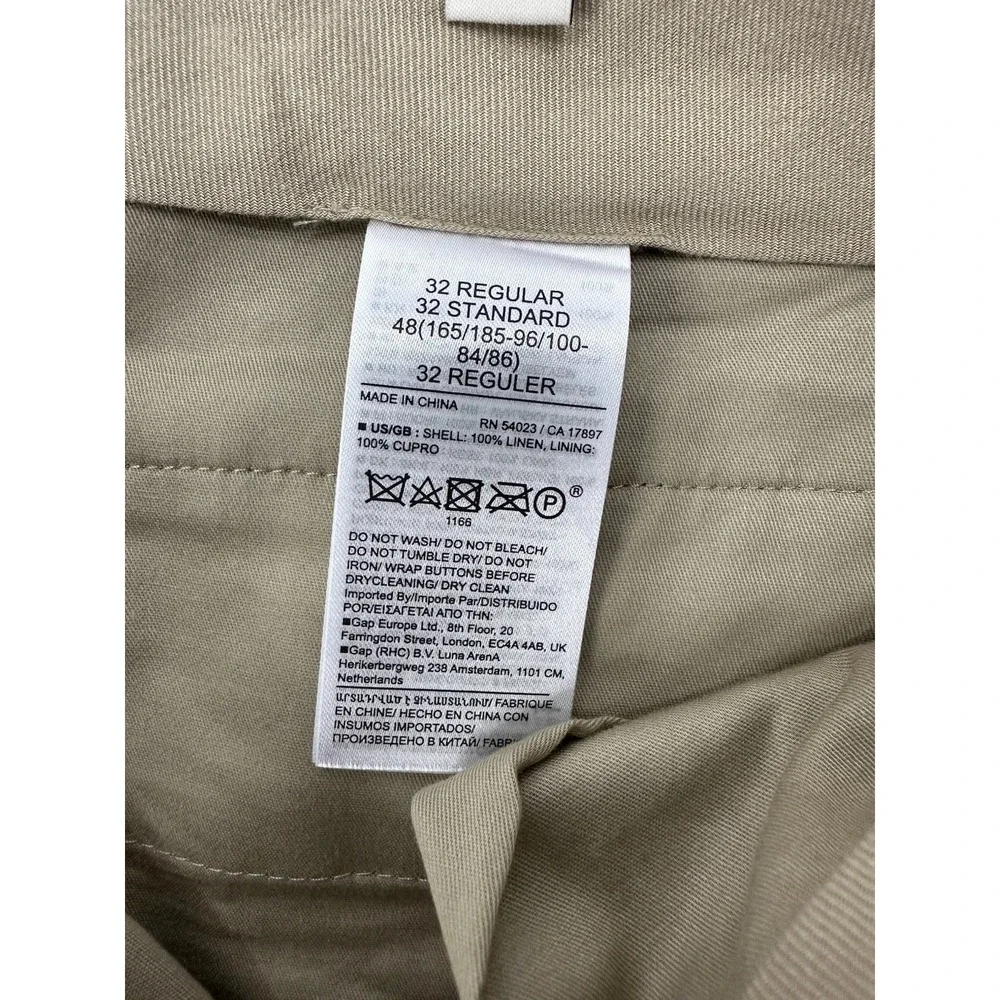 Banana Republic 100% Linen Taupe Houndstooth Dress Trousers / Men's 32